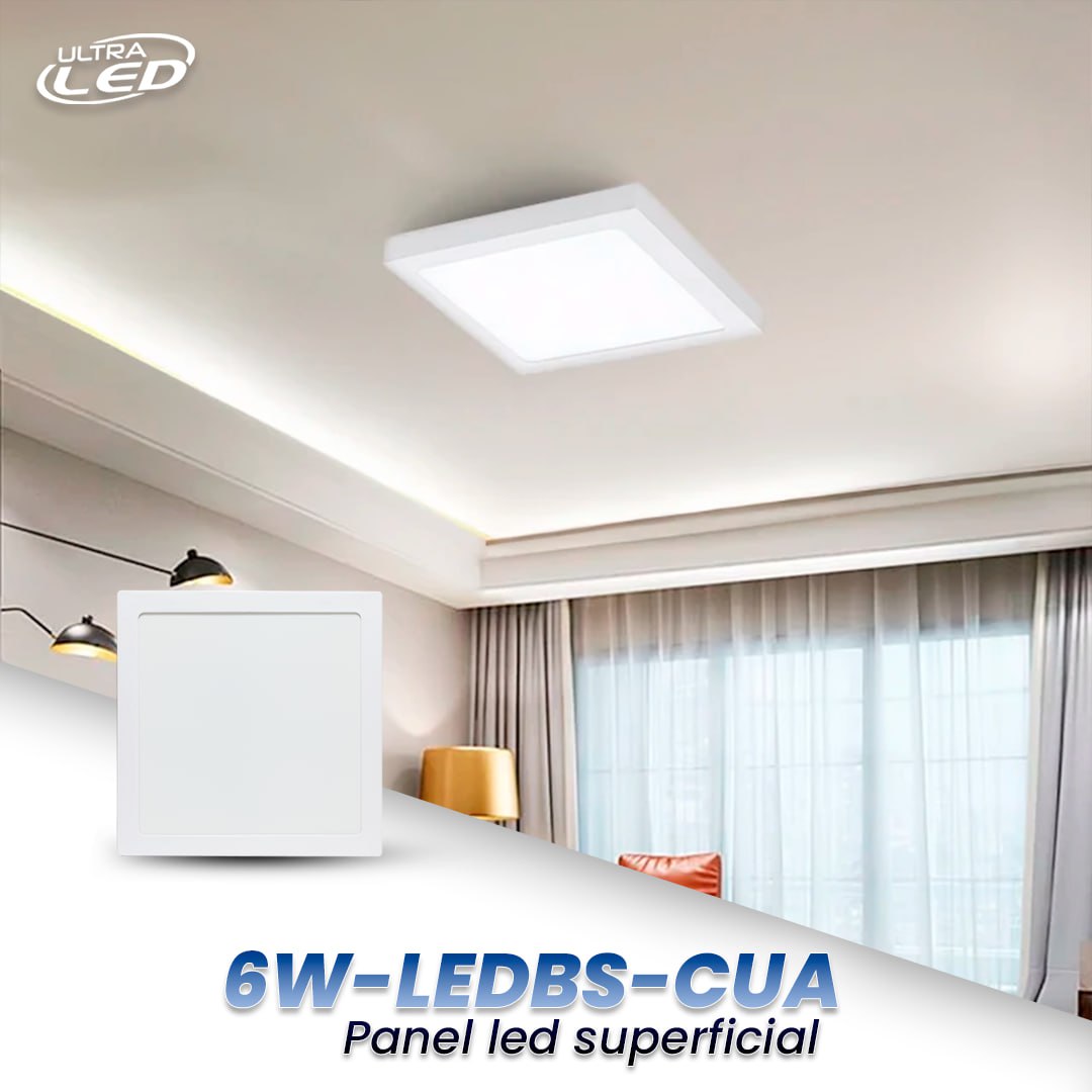 PANEL LED 6W CUADRADO SUPERFICIAL LUZ BLANCA MODELO 6W-LEDBS-CUA