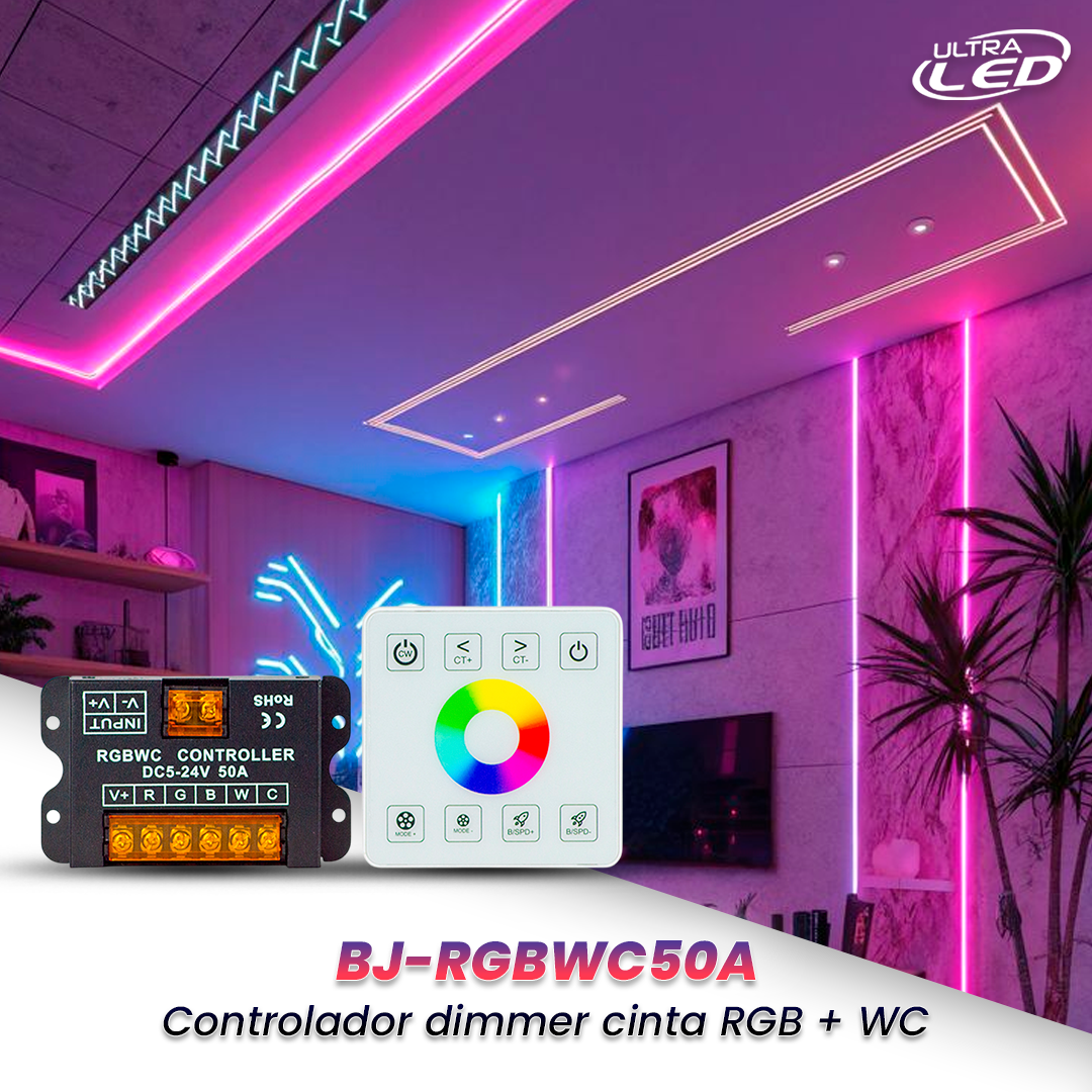CONTROLADOR DIMMER CINTA RGB+WC 12V 4,5,6 PIN