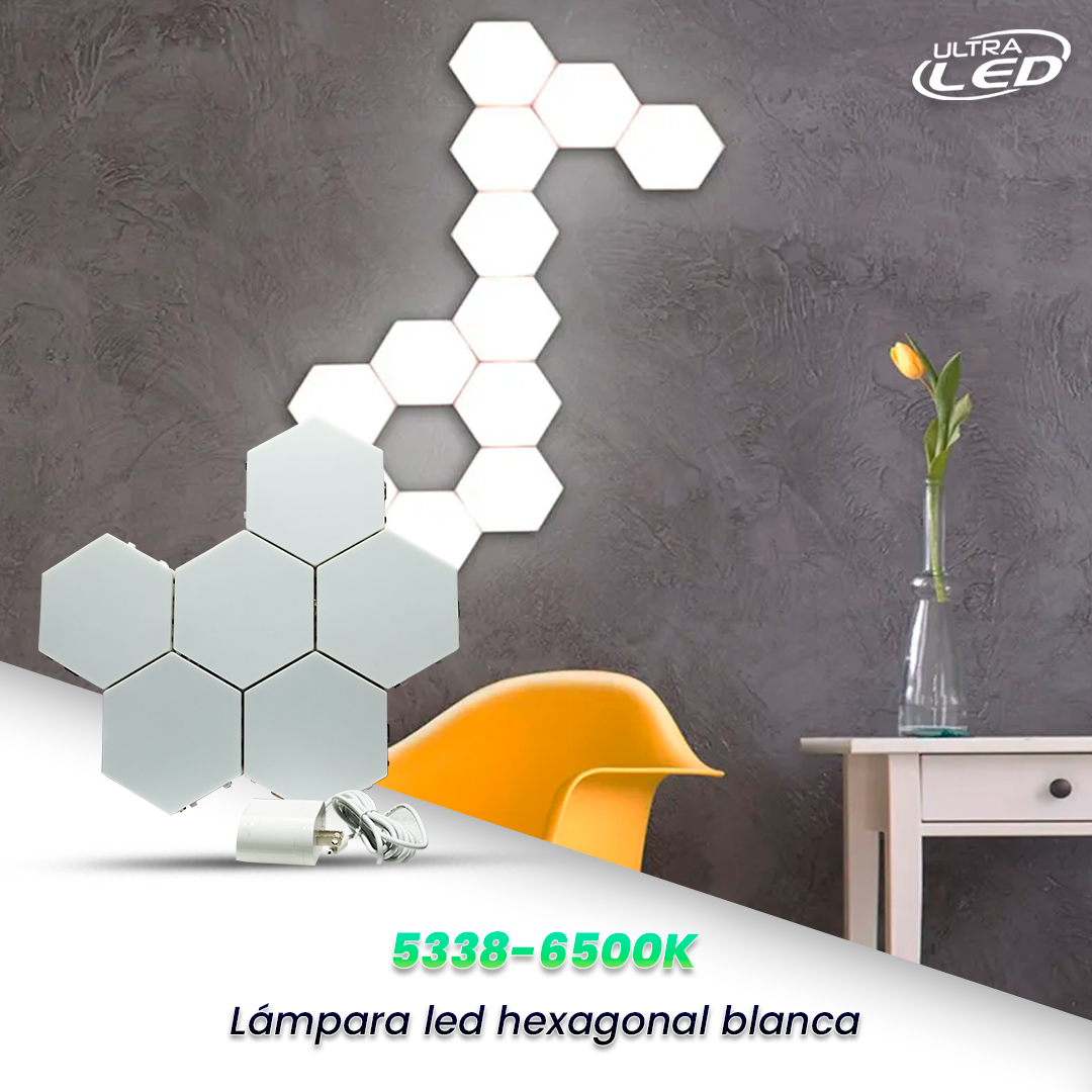 LAMPARA LED HEXAGONAL LUZ BLANCA MODELO 5338