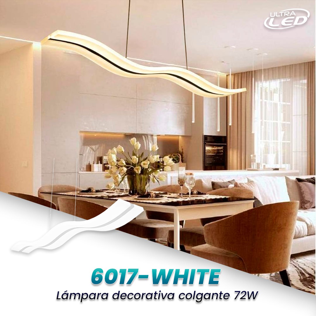 LAMPARA COLGANTE 72W CARCASA BLANCA MODELO 6017-WHITE