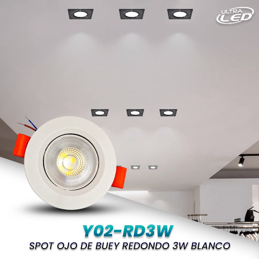 LAMPARA OJO DE BUEY 3W LUZ BLANCA (6500K) MODELO Y02-RD3W