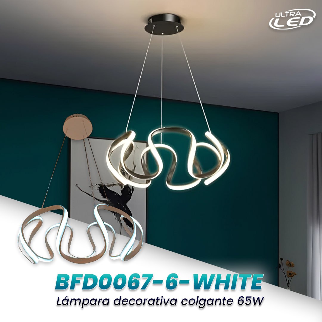 LAMPARA COLGANTE 65W*2 WHITE MODELO  BFD0067-6-WHITE