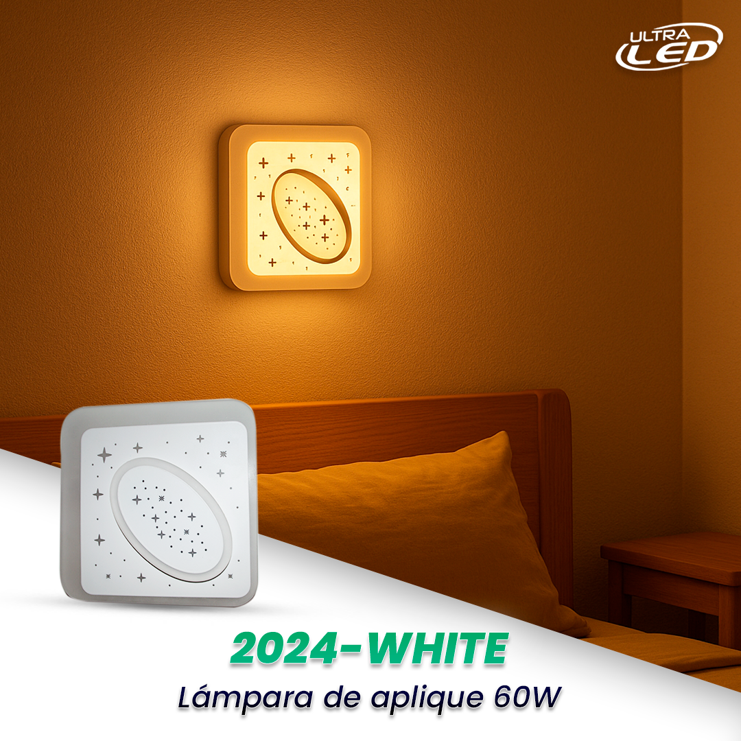LAMPARA APLIQUE DECORATIVA 60W CARCASA BLANCA MODELO 2024