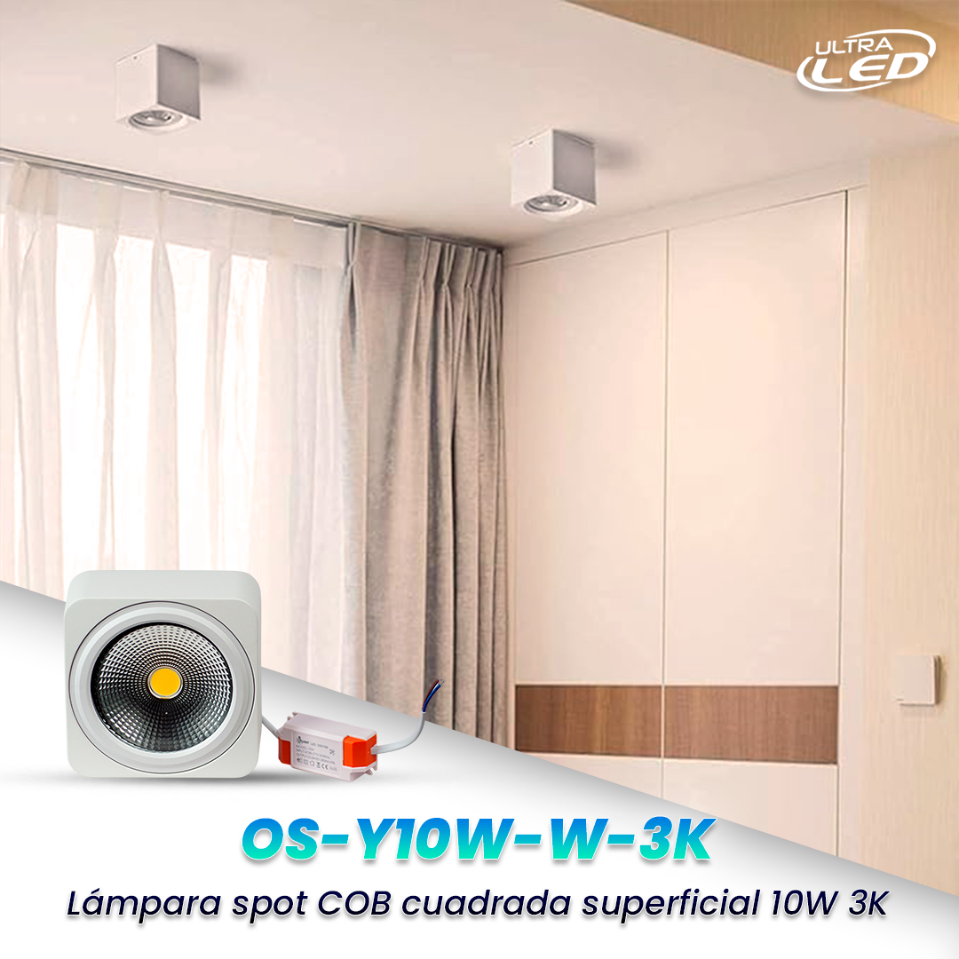 LAMPARA SPOT COB CUA S/P LUZ CALIDA (3000K) MODELO OS-Y10W-W-3K
