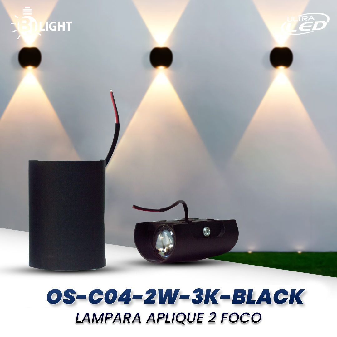 LAMPARA LED APLIQUE DECORATIVO 2W MODELO OS-C04 LUZ CALIDA