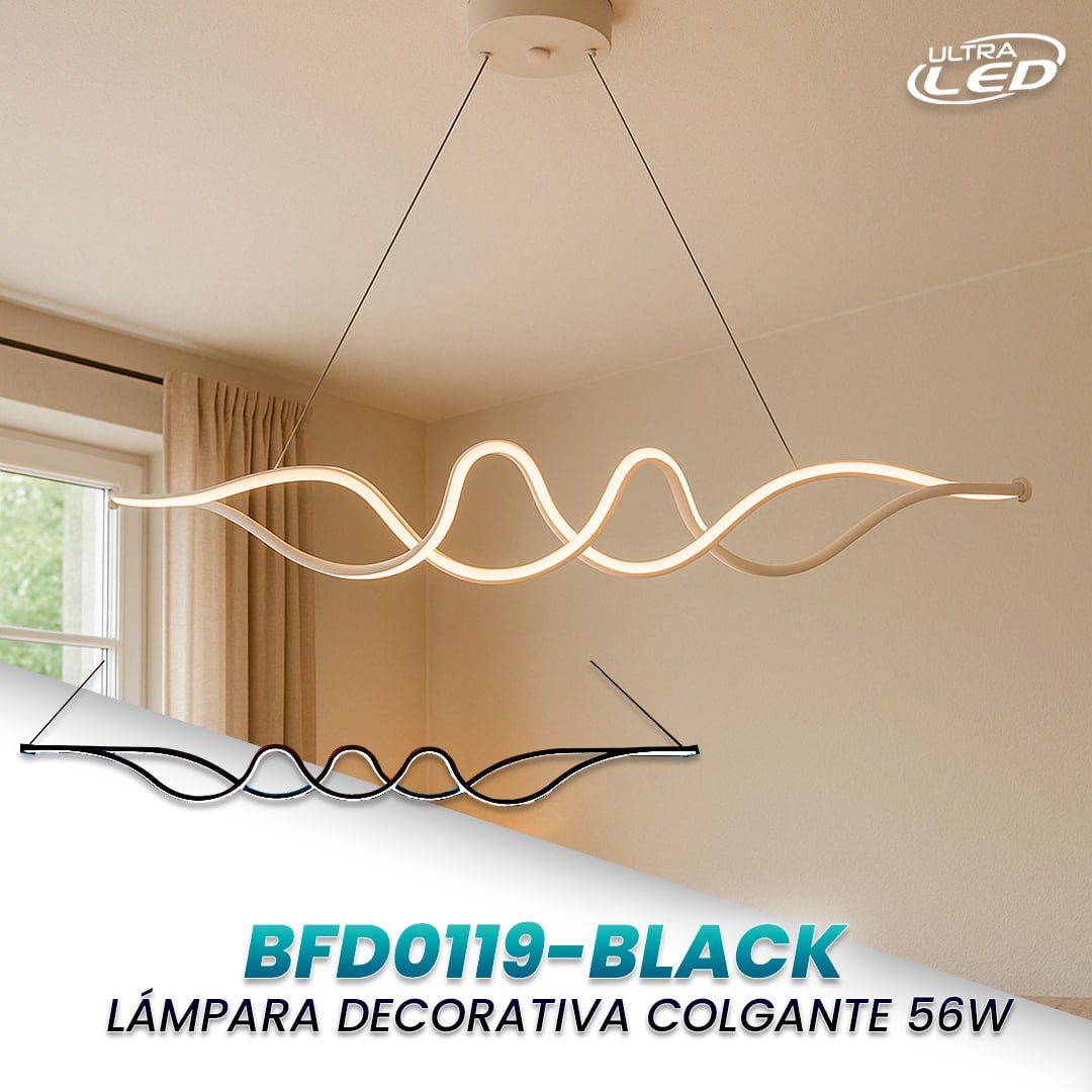 LAMPARA COLGANTE 56W*2 BLACK MODELO BFD0119-BLACK