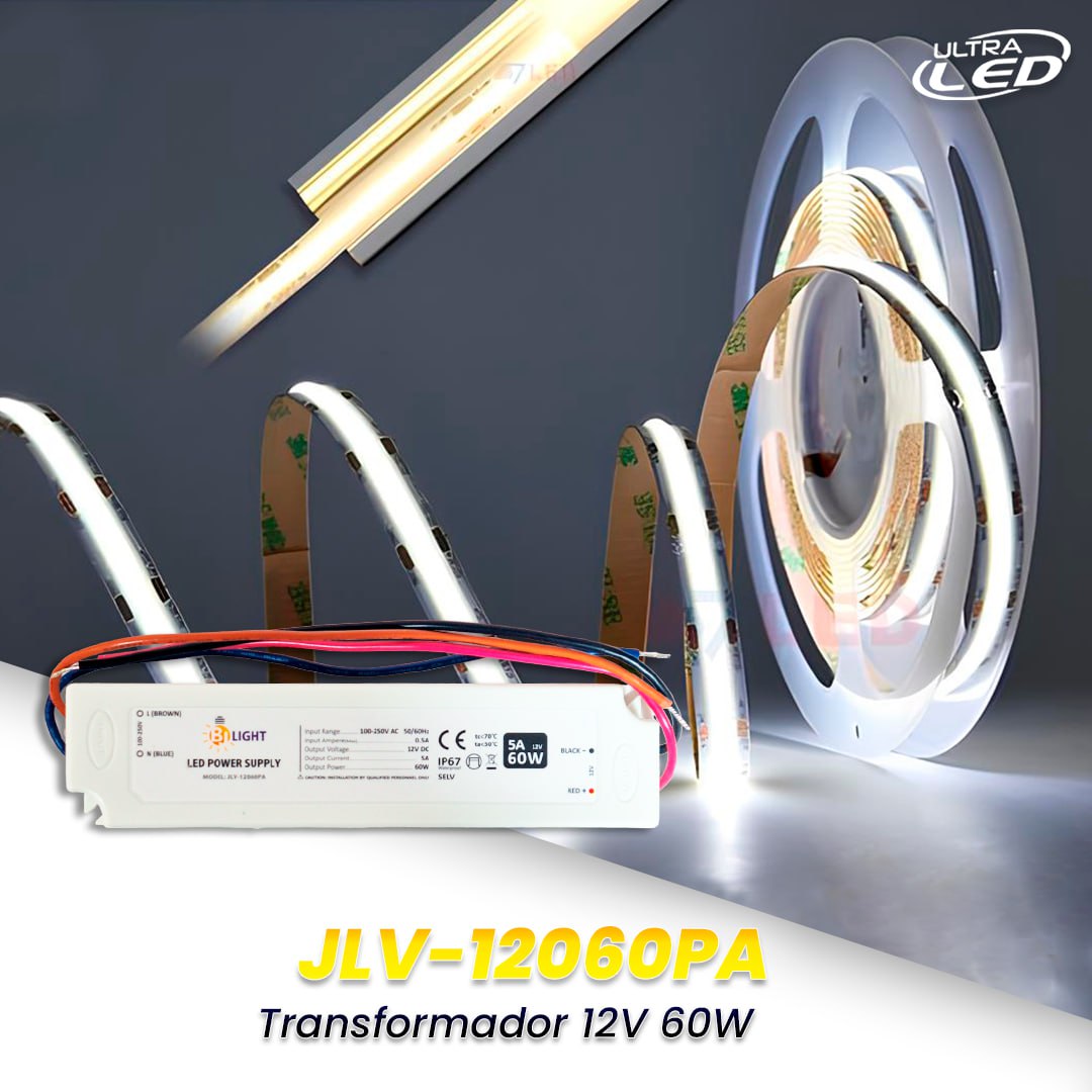TRANSFORMADOR AC12V 60W MODELO JLV-12060PA