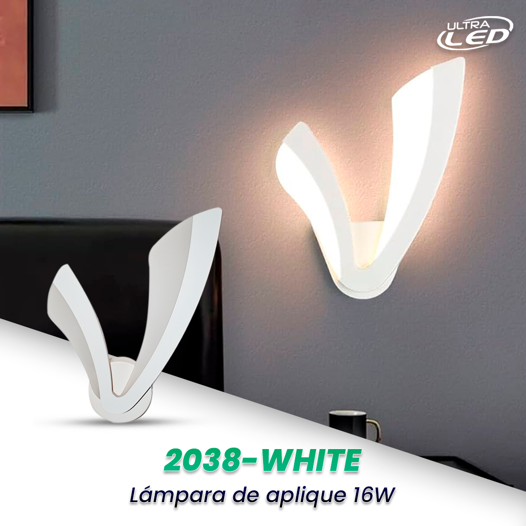 LAMPARA APLIQUE DECORATIVA 16W CARCASA BLANCA MODELO 2038