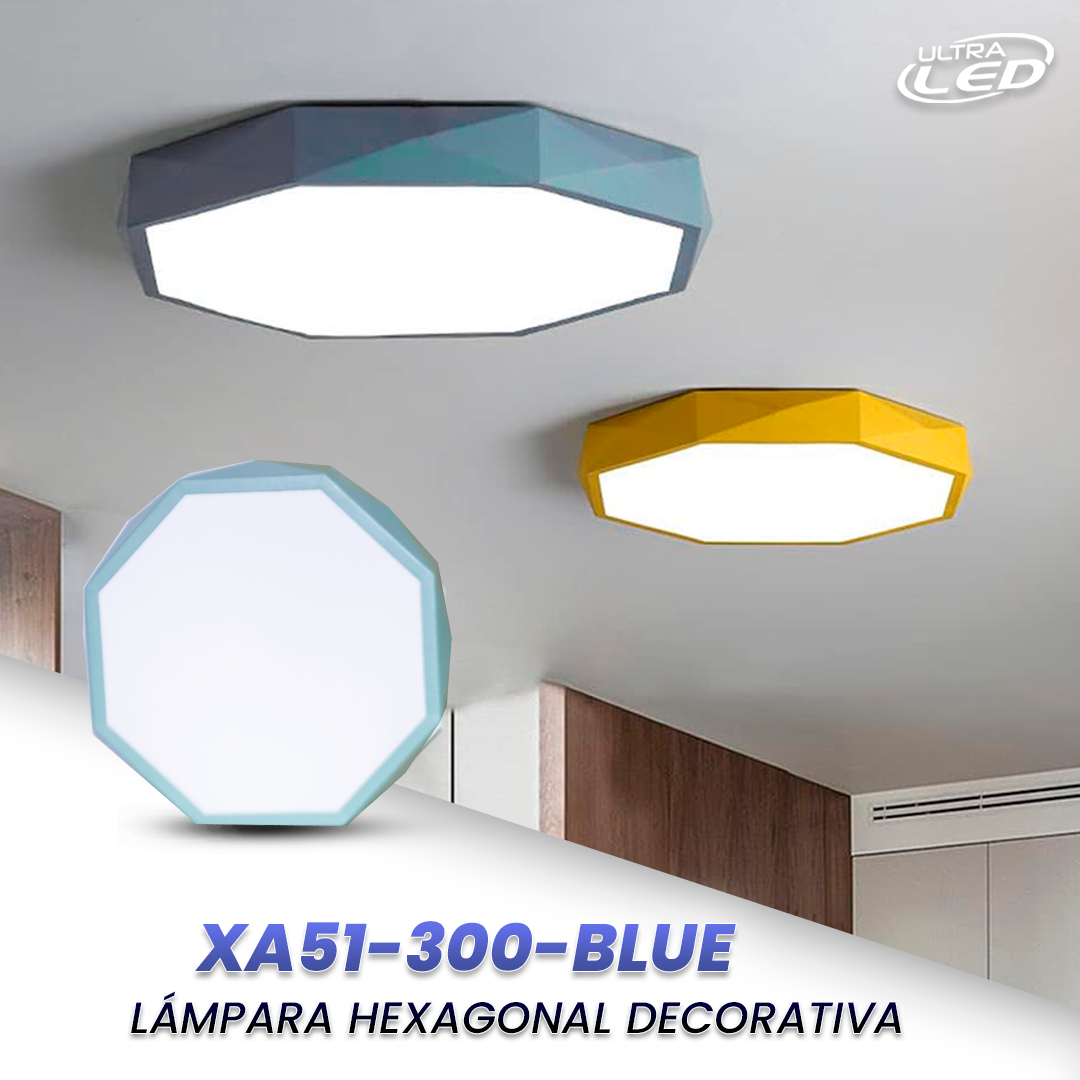 LAMPARA LED DECORATIVA 18W MODELO XA51 BORDE AZUL