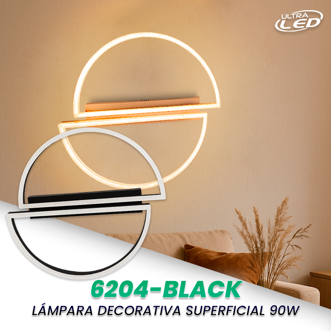 LAMPARA DECORATIVA 90W CARCASA NEGRA MODELO 6204-BLACK