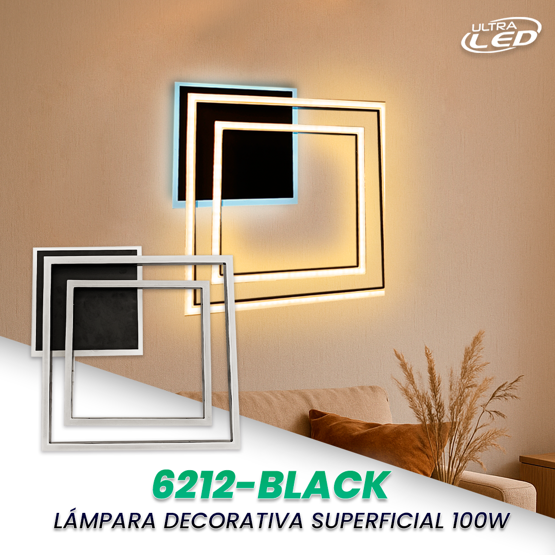LAMPARA DECORATIVA  100W CARCASA NEGRA MODELO 6212