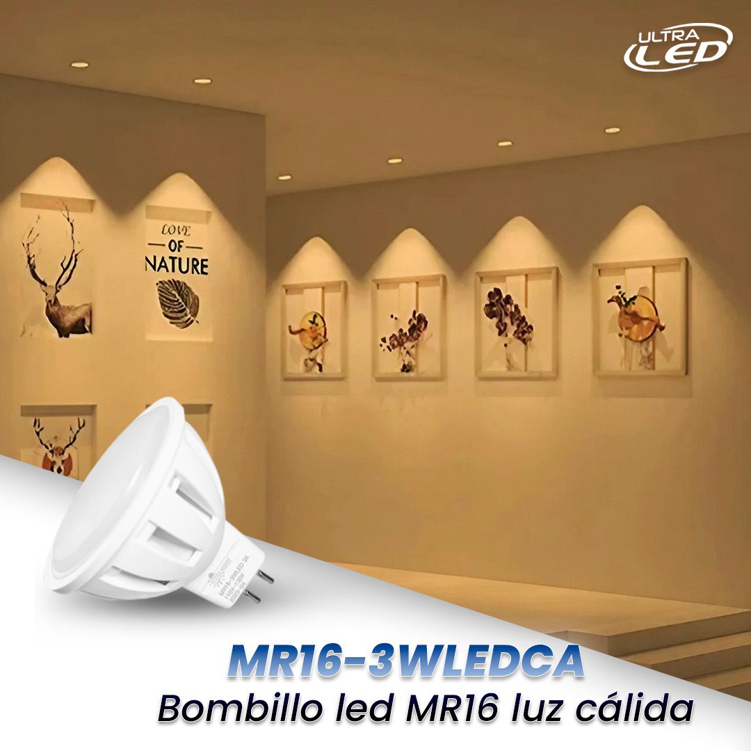 BOMBILLO LED MR16 3W LUZ CALIDA (3000K) MODELO MR16-3WLEDCA