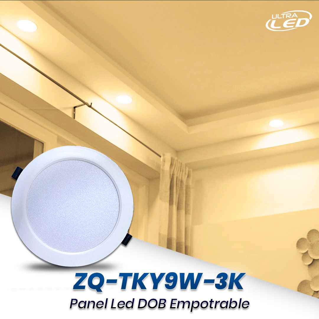 PANEL LED DOB 9W REDONDO LUZ CÁLIDA (3000K) EMPOTRAR MODELO ZQ-TKY9W-3K