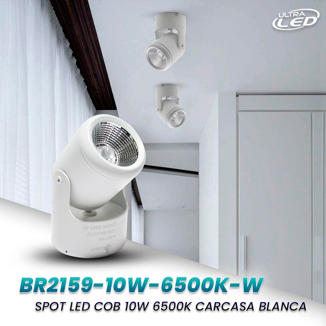 SPOT LED COB 10W LUZ BLANCA (6500K) CARCASA BLANCA