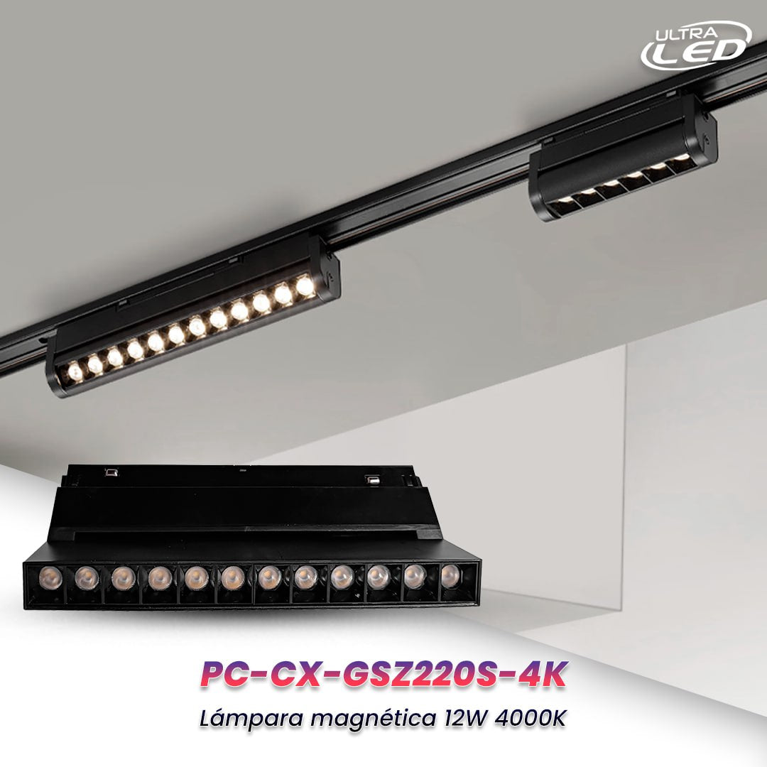 LAMPARA LED MAGNETICA 12W LUZ NEUTRA (4000K) MODELO PC-CCX-GSZ220S-4K