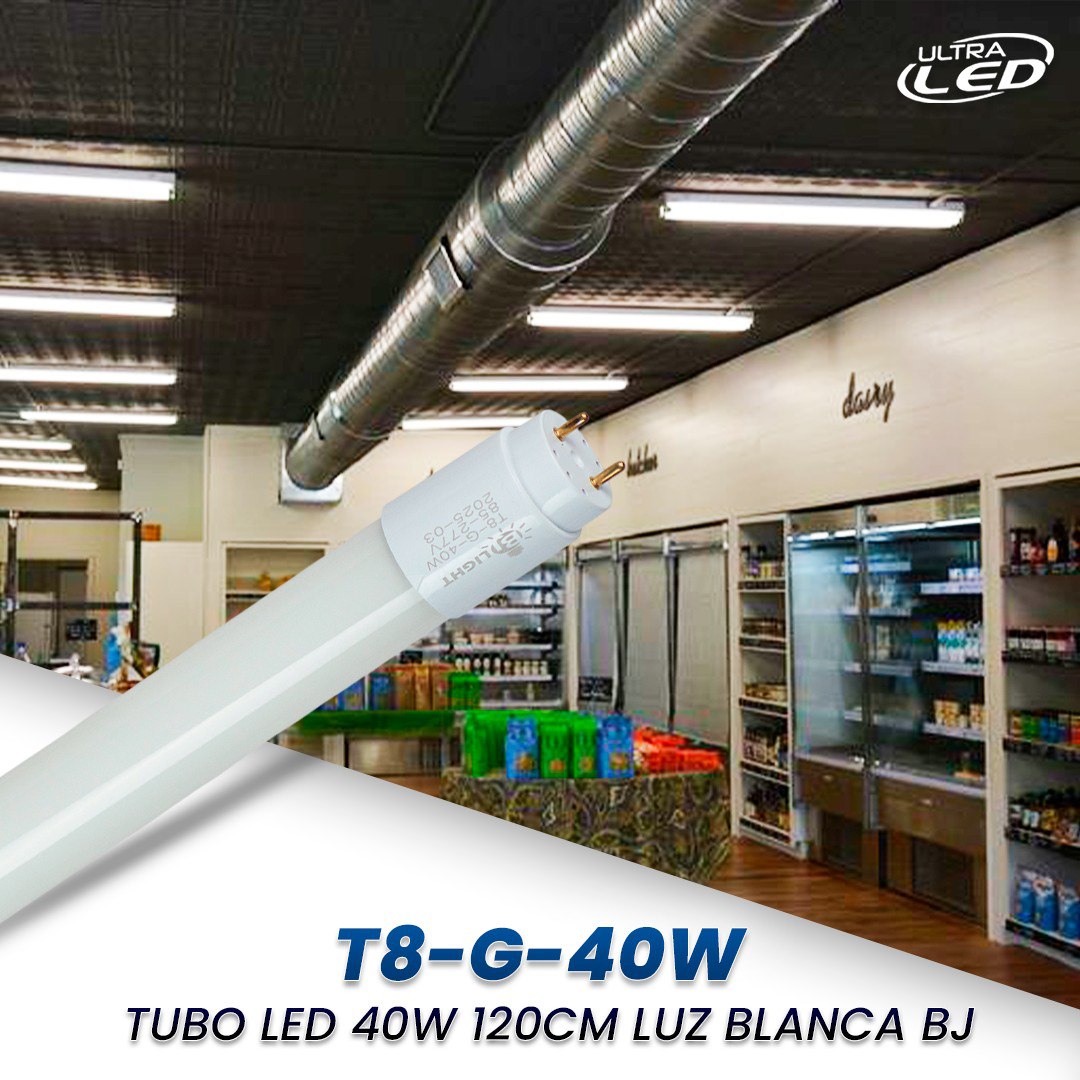 TUBO LED 40W 120CM LUZ BLANCA (6500K) MODELO T8-G-40W