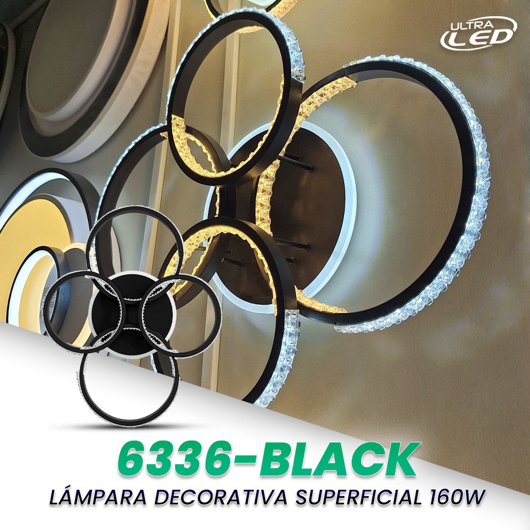 LAMPARA DECORATIVA 160W CARCASA NEGRA MODELO 6336