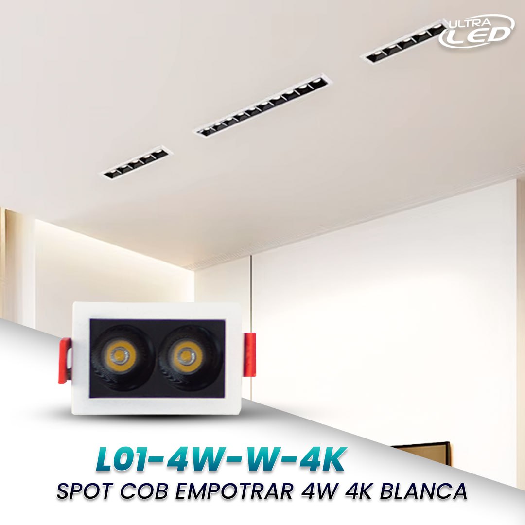 SPOT COB EMPOTRAR 4W LUZ NEUTRA (4000K) CARCASA BLANCA MODELO L01-4W-W-4K