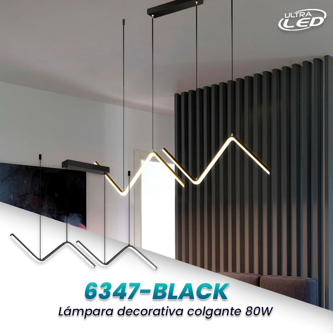 LAMPARA COLGANTE 80W CARCASA NEGRA MODELO 6347-BLACK