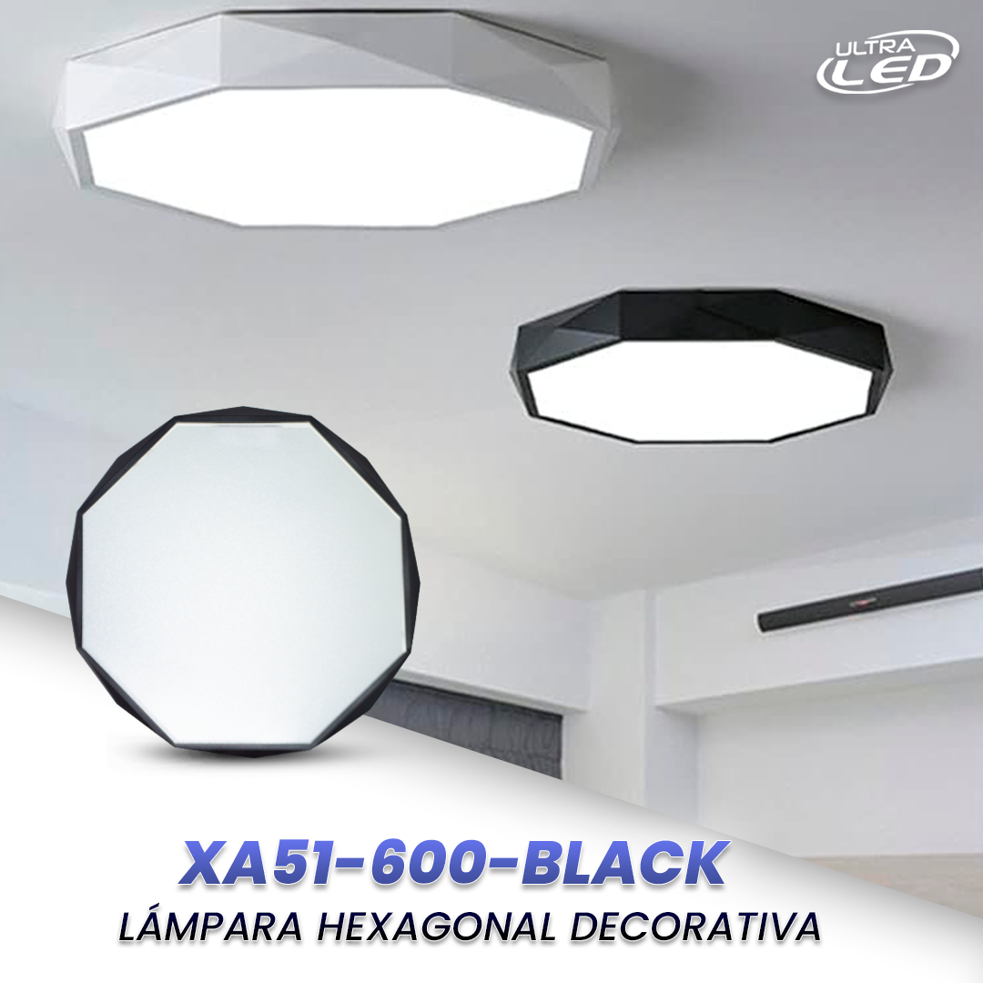 LAMPARA LED DECORATIVA 48W MODELO XA51-600 BORDE NEGRO