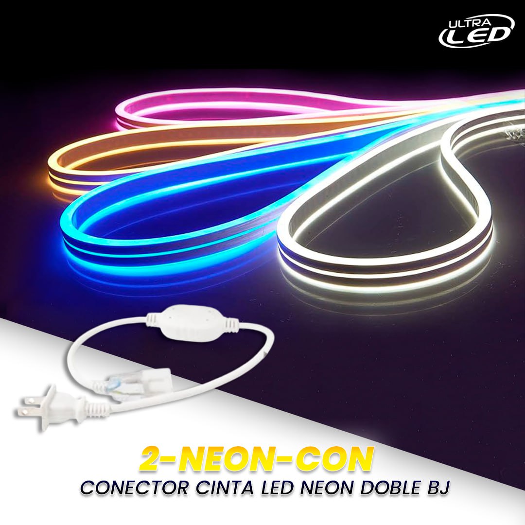 CONECTOR CINTA LED NEON DOBLE BJ MODELO 2-NEON-CON