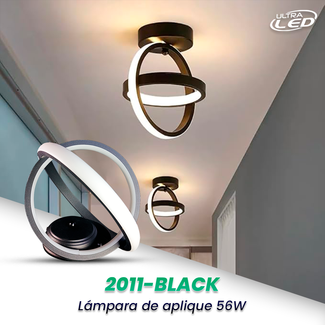 LAMPARA APLIQUE DECORATIVA 56W CARCASA NEGRA MODELO 2011