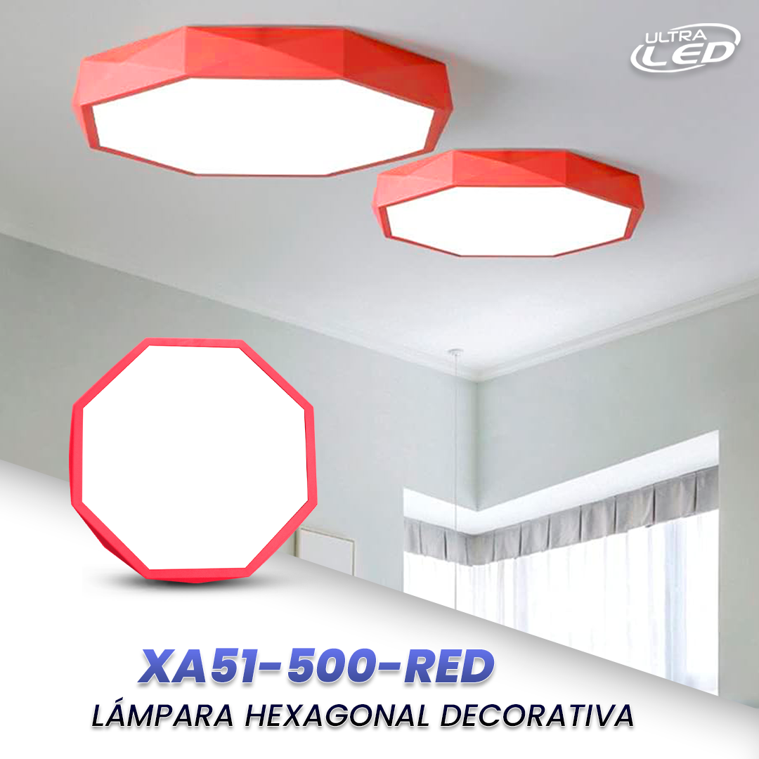 LAMPARA LED DECORATIVA 36W MODELO XA51-500 BORDE ROJO