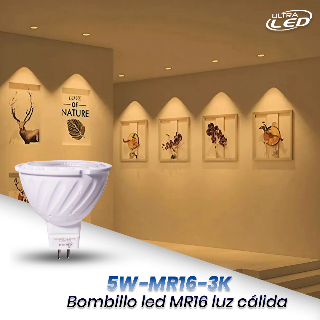 BOMBILLO LED MR16 5W PLASTICO LUZ BLANCA (6500K)