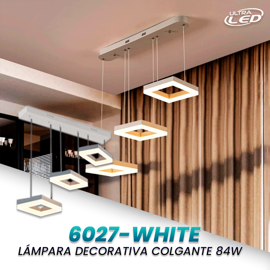 LAMPARA COLGANTE 84W CARCASA BLANCA MODELO 6027-WHITE