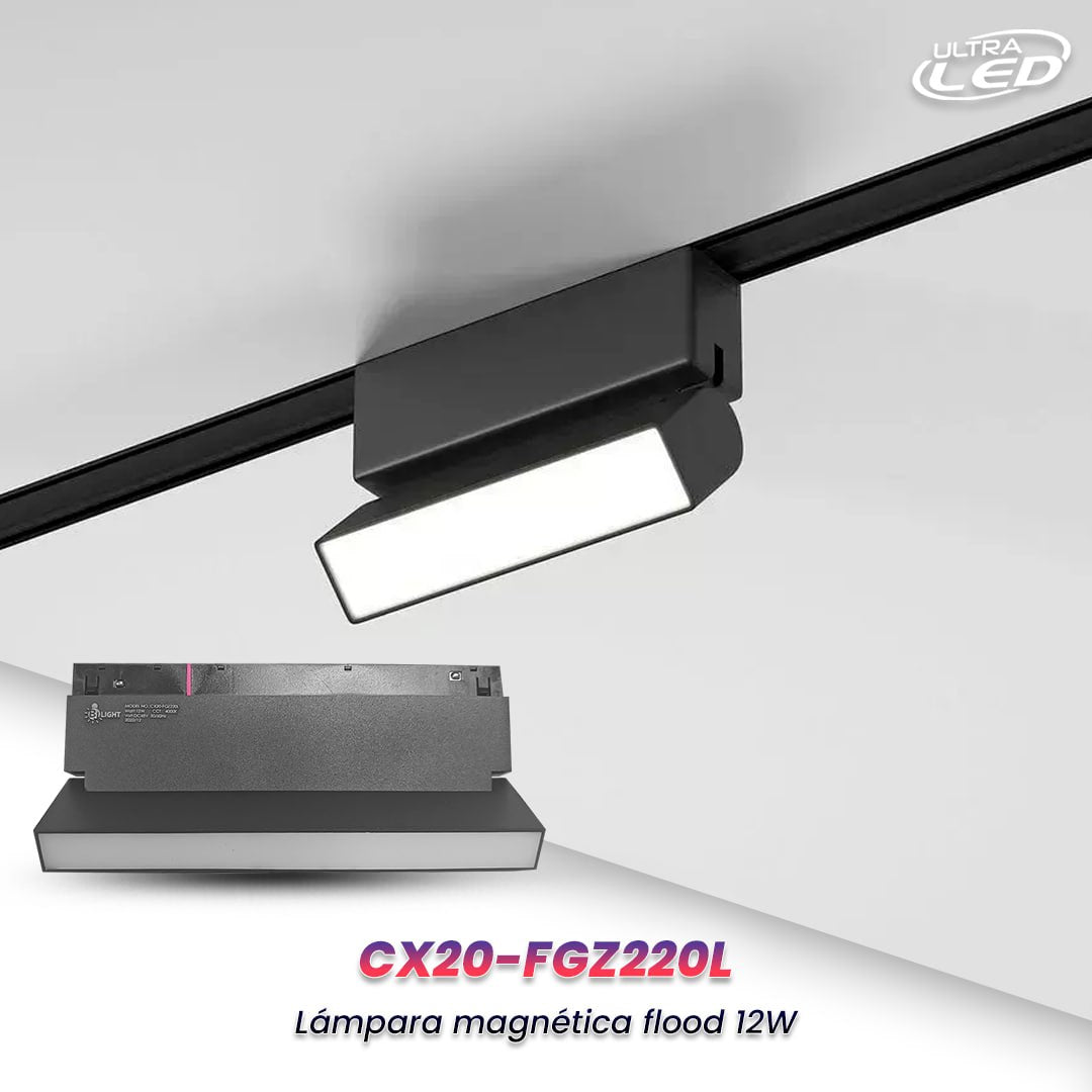 LAMPARA MAGNETICO FLOOD 90G 12W LUZ NEUTRA (4000K) MODELO CX20-FGZ220L