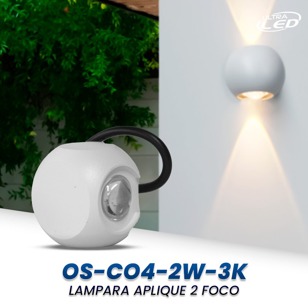 LAMPARA LED APLIQUE DECORATIVO 2W MODELO OS-C04 LUZ CALIDA