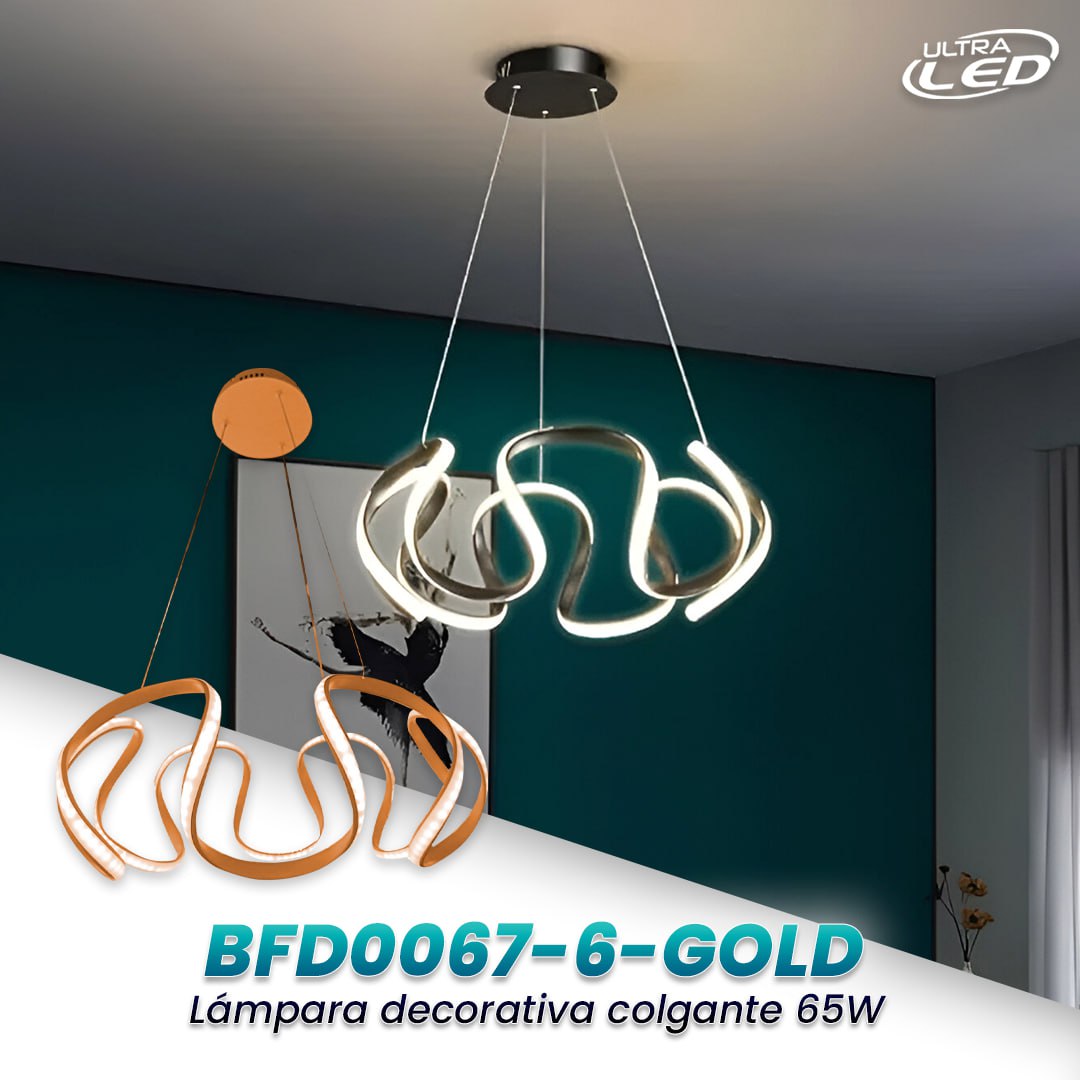 LAMPARA COLGANTE 65W GOLD MODELO BFD0067-6-GOLD