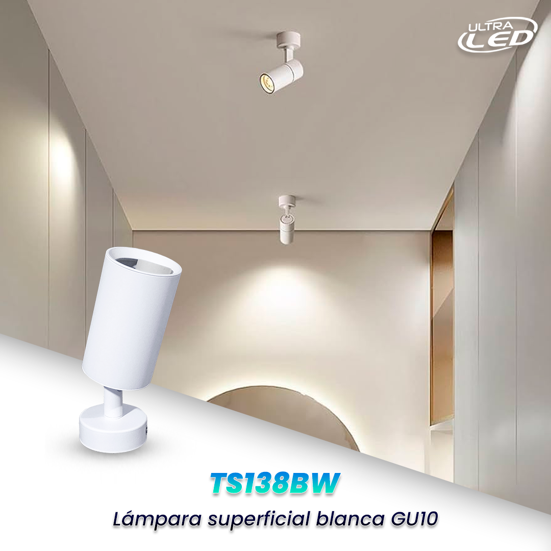 LAMPARA SUPERFICIAL GU10 CARCAS BLANCA MODELO TS138BW