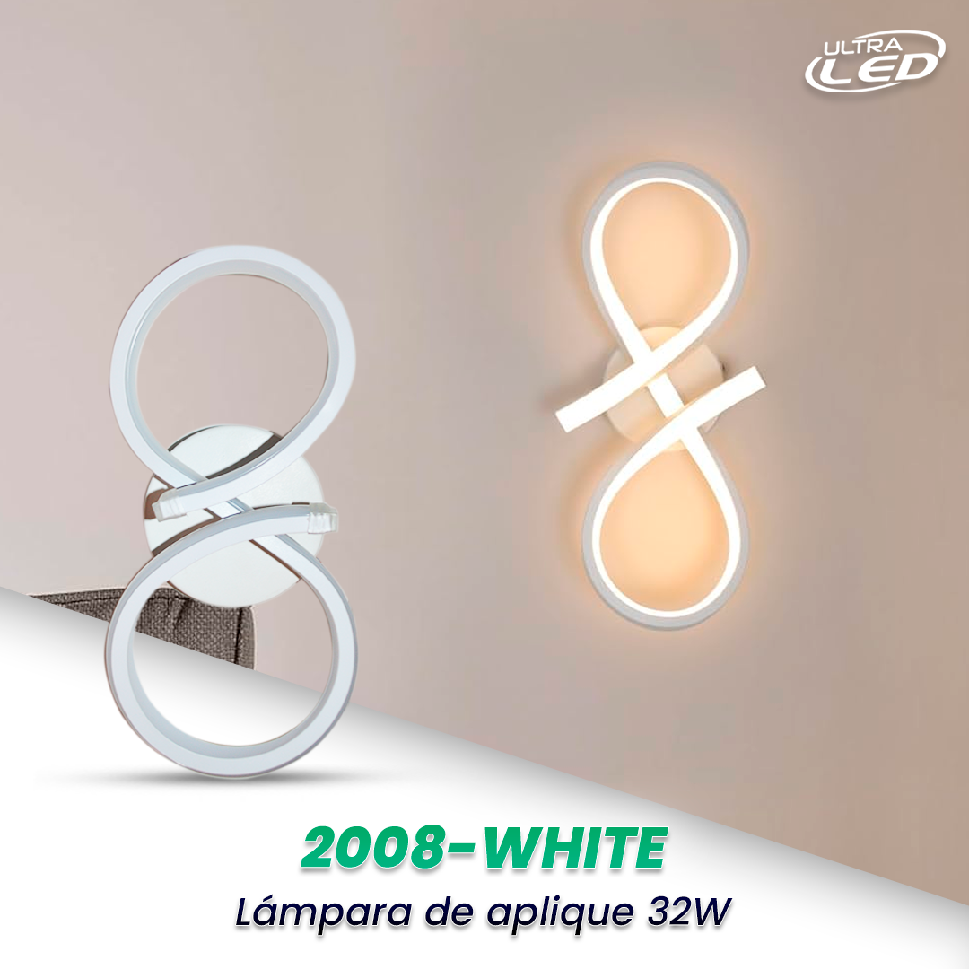 LAMPARA APLIQUE DECORATIVA 32W CARCASA BLANCA MODELO 2008