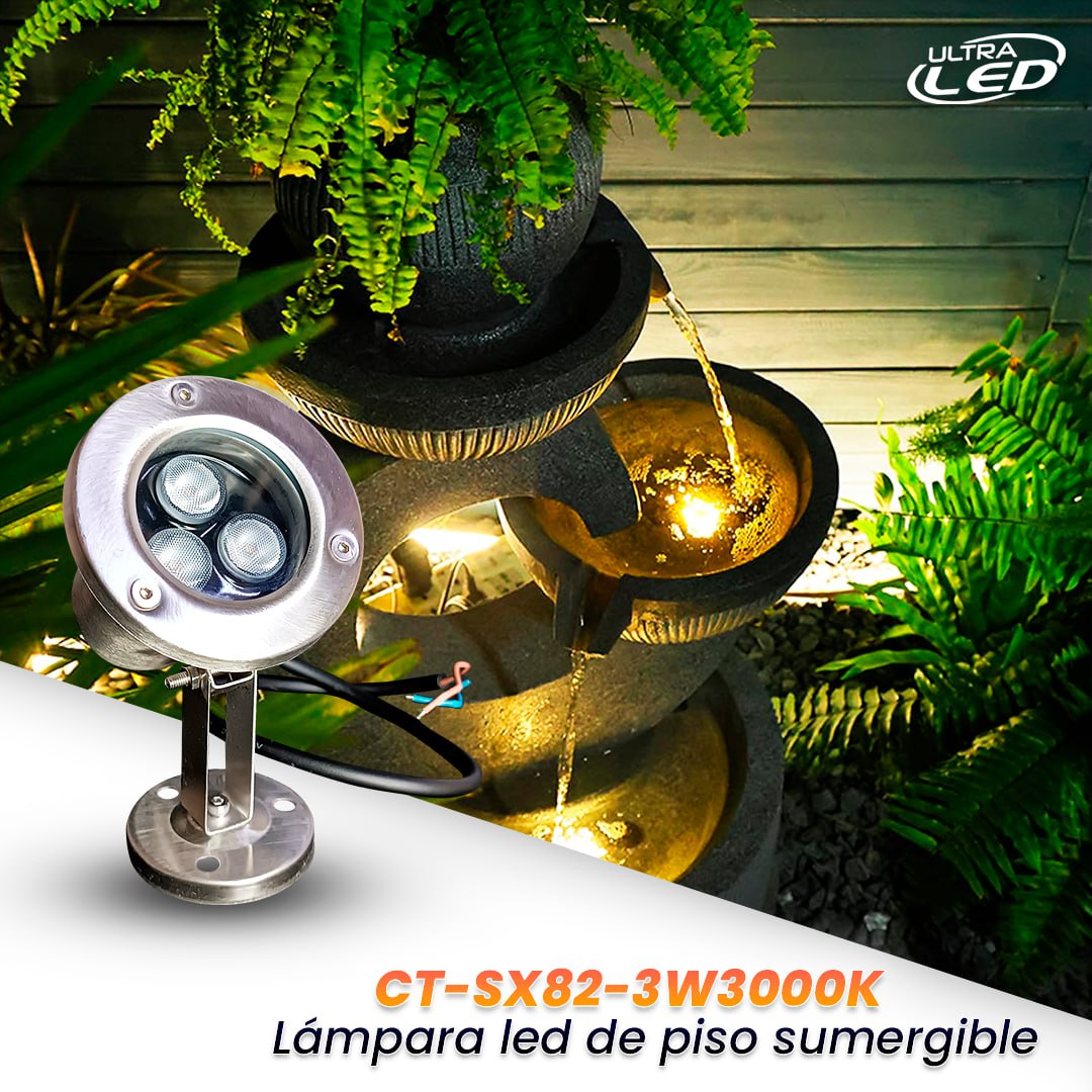 LAMPARA DE  PISO 3W SUMERGIBLE 82MM LUZ CALIDA (3000K) MODELO CT-SX82
