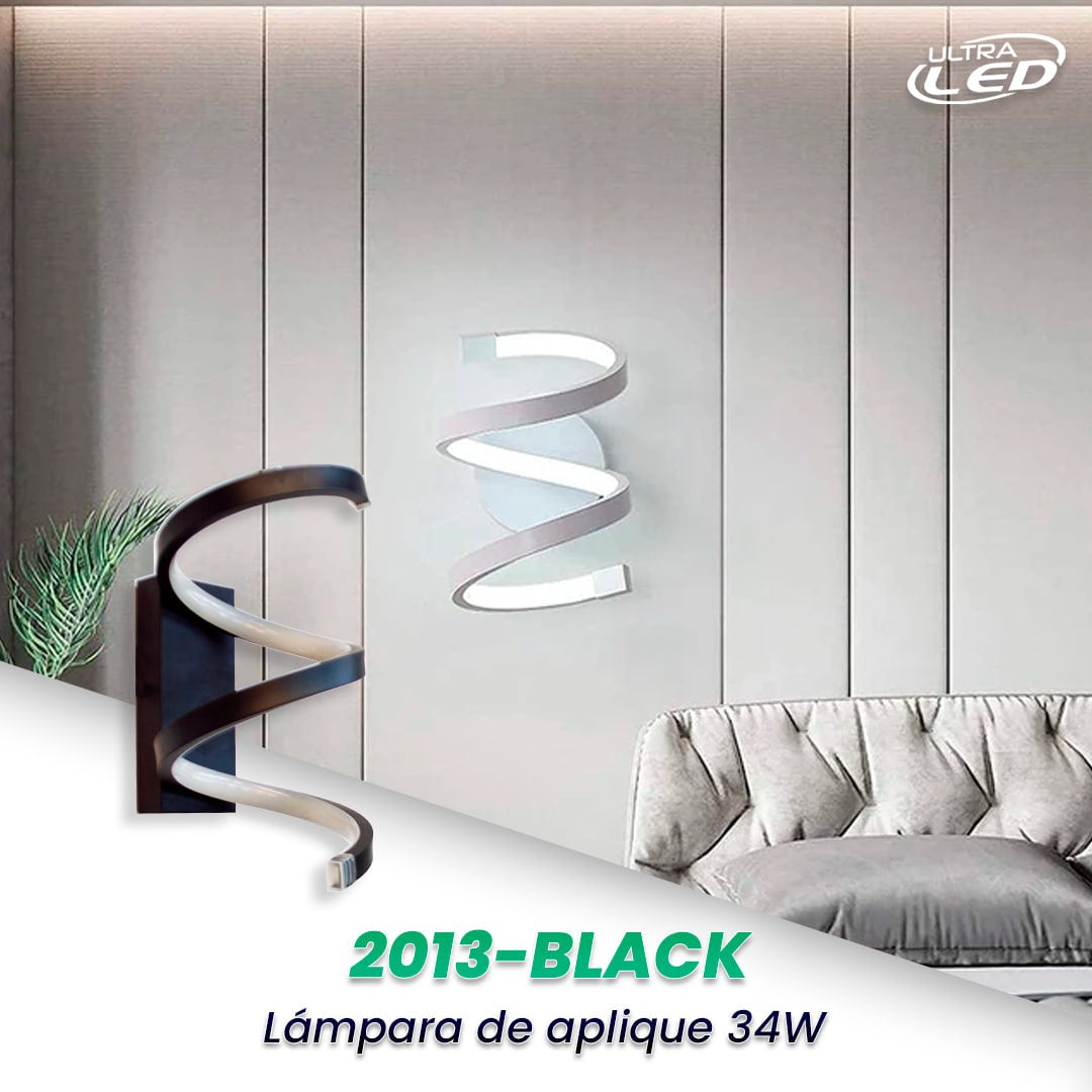 LAMPARA APLIQUE DECORATIVA 34W CARCASA NEGRA MODELO 2013-BLACK