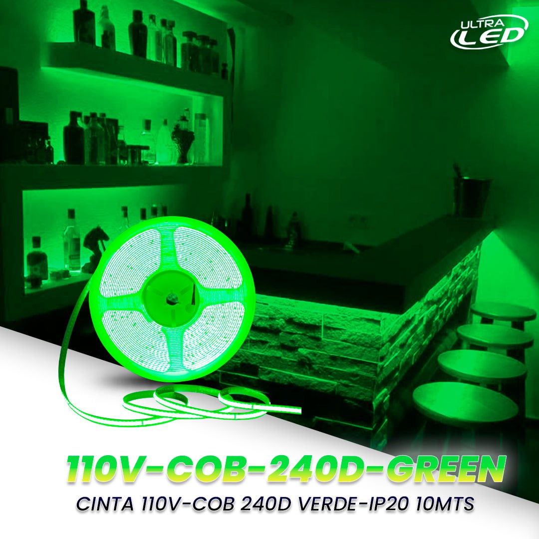 CINTA 110V COB 240D LUZ CALIDA 10 METROS MODELO 110V-COB-240D-3000K