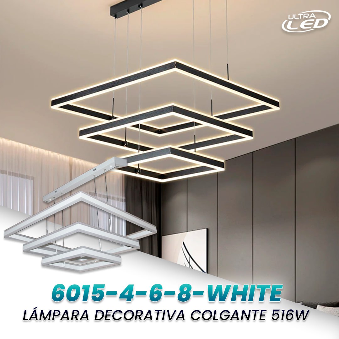 LAMPARA COLGANTE  516W CARCASA BLANCA MODELO 6015-4-6-8-WHITE