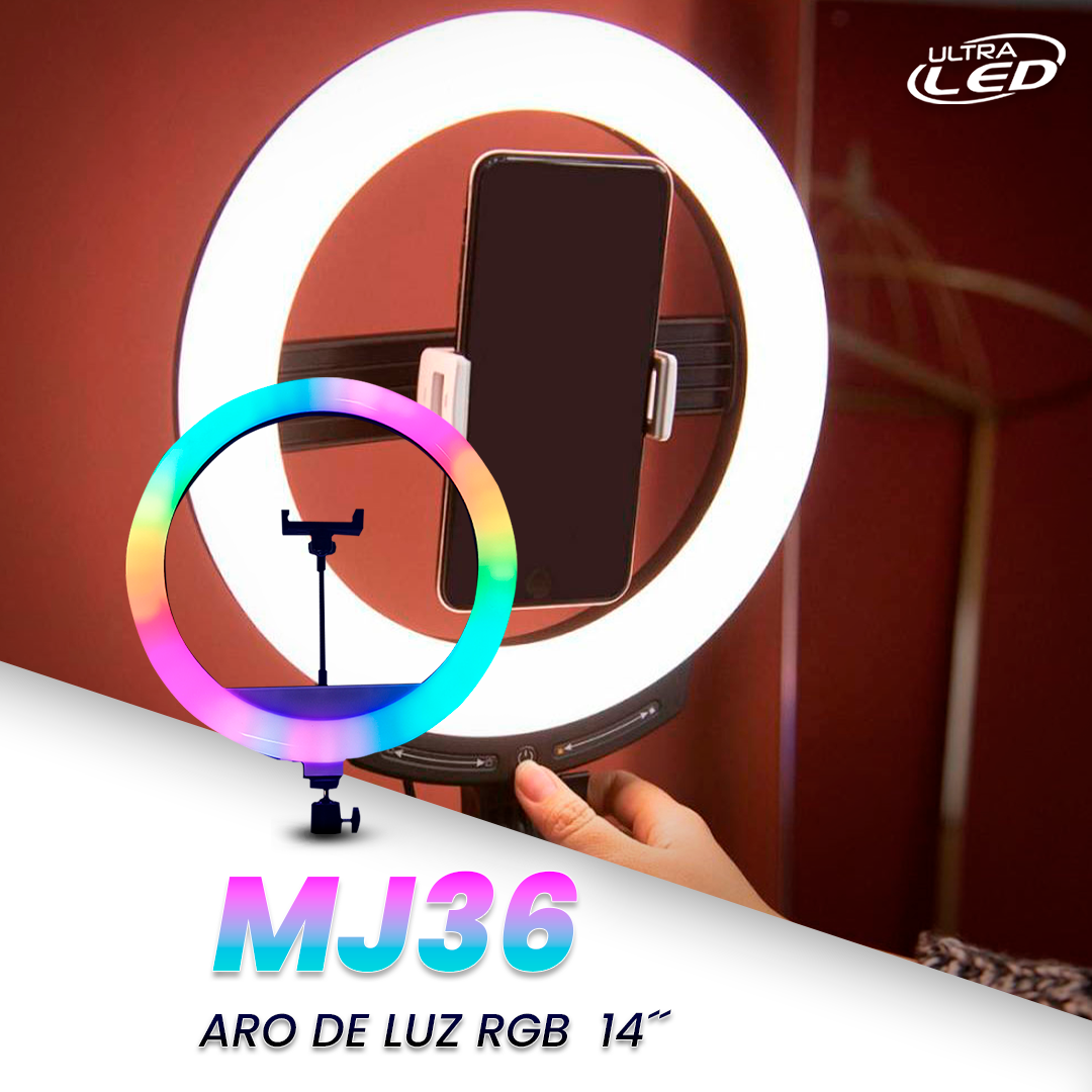 ARO DE LUZ RGB SIN TRIPODE 14´´ MODELO MJ36