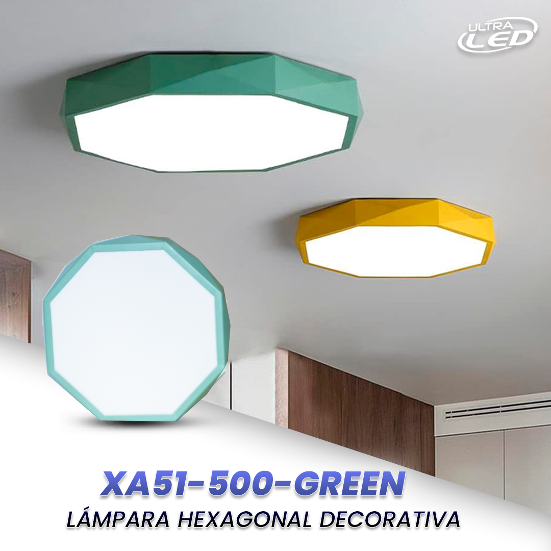 LAMPARA LED DECORATIVA 36W MODELO XA51-500 BORDE VERDE