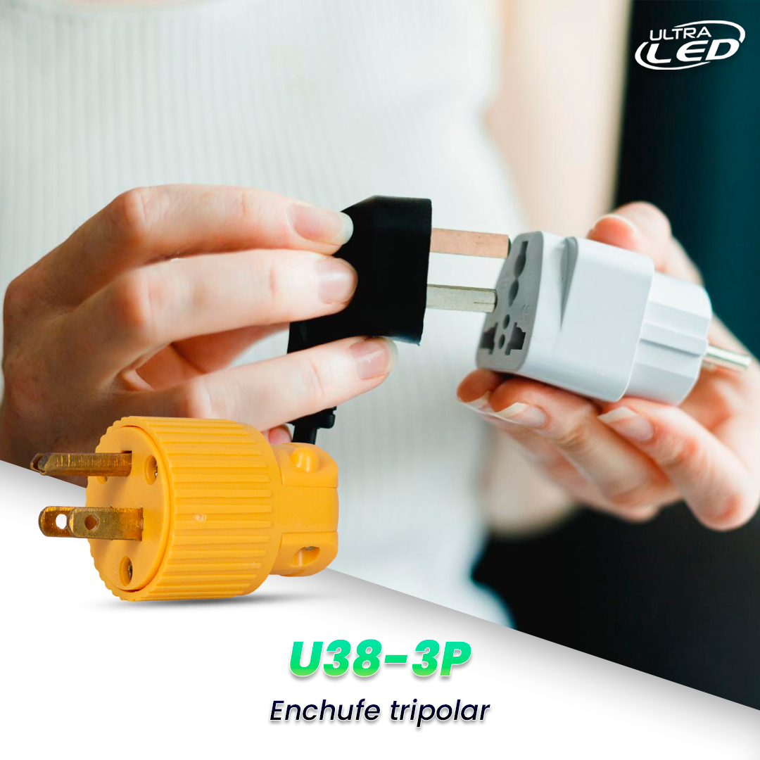 ENCHUFE TRIPOLAR 15AMP/125V MODELO U38-3P