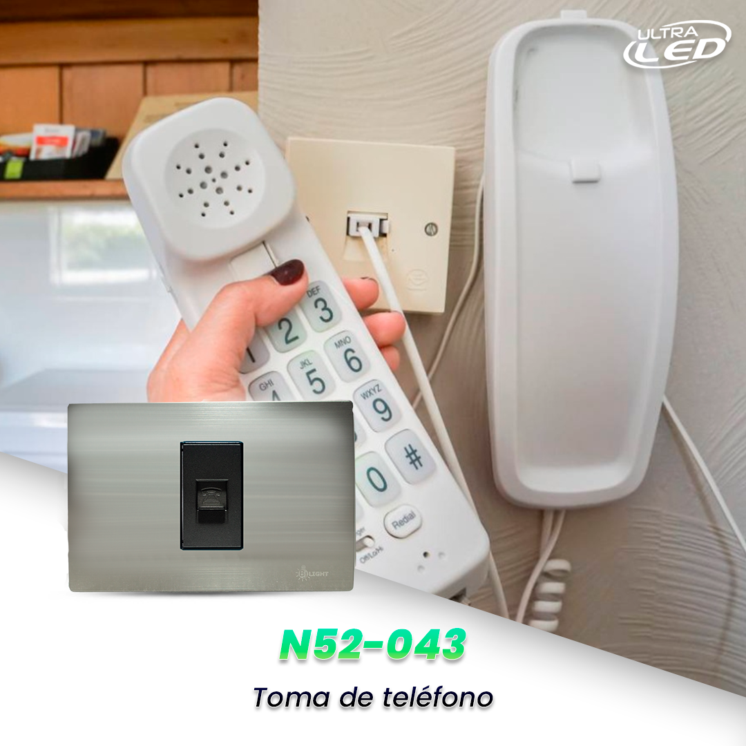 INTERRUPTOR TOMA TELEFONO GRIS MODELO N52-043