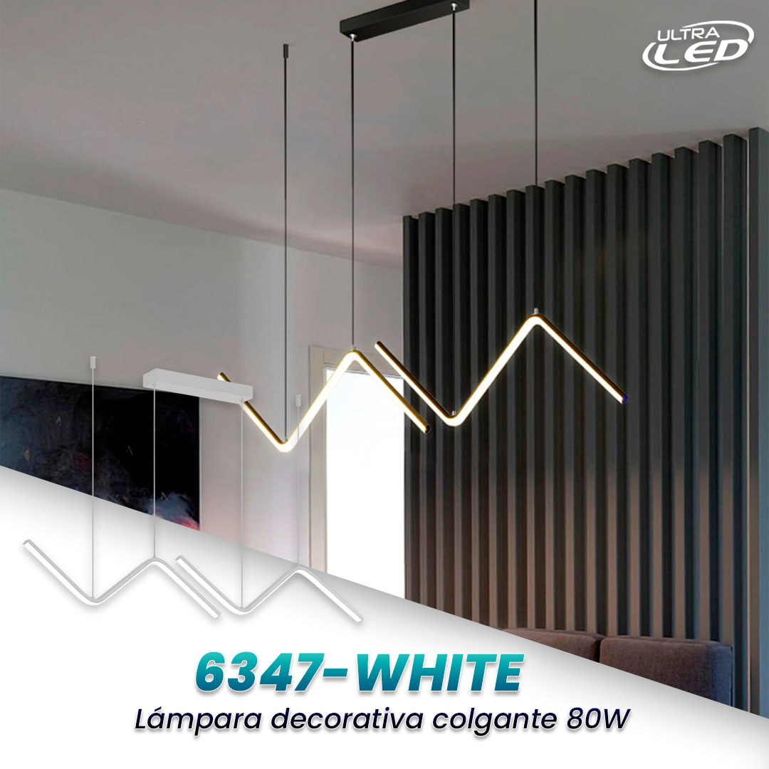 LAMPARA COLGANTE 80W CARCASA BLANCA MODELO 6347-WHITE