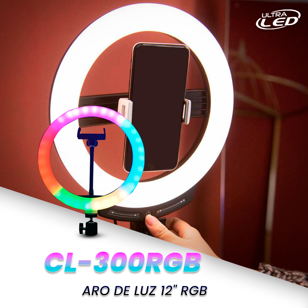 ARO DE LUZ RGB SIN TRIPODE 12´´ MODELO CL-300RGB