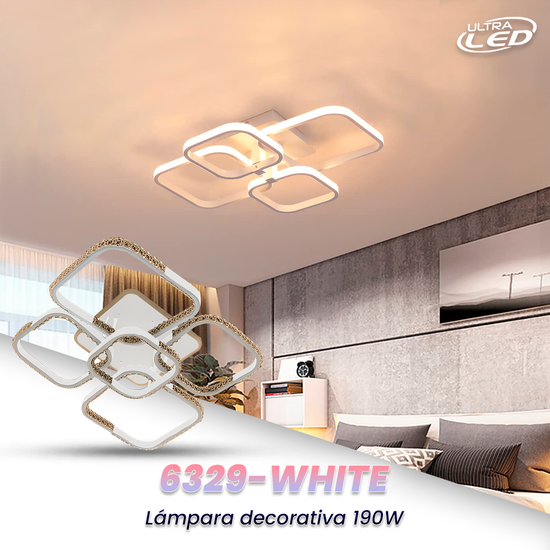 LAMPARA DECORATIVA 60CM*60CM 190W CARCASA BLANCA MODELO 6329-WHITE