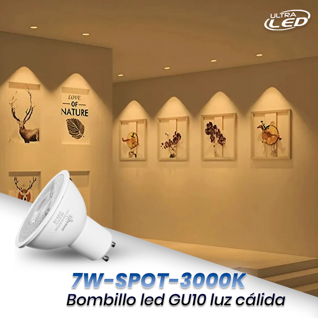 BOMBILLO LED GU10 7W PLASTICO LUZ BLANCA (6500K)