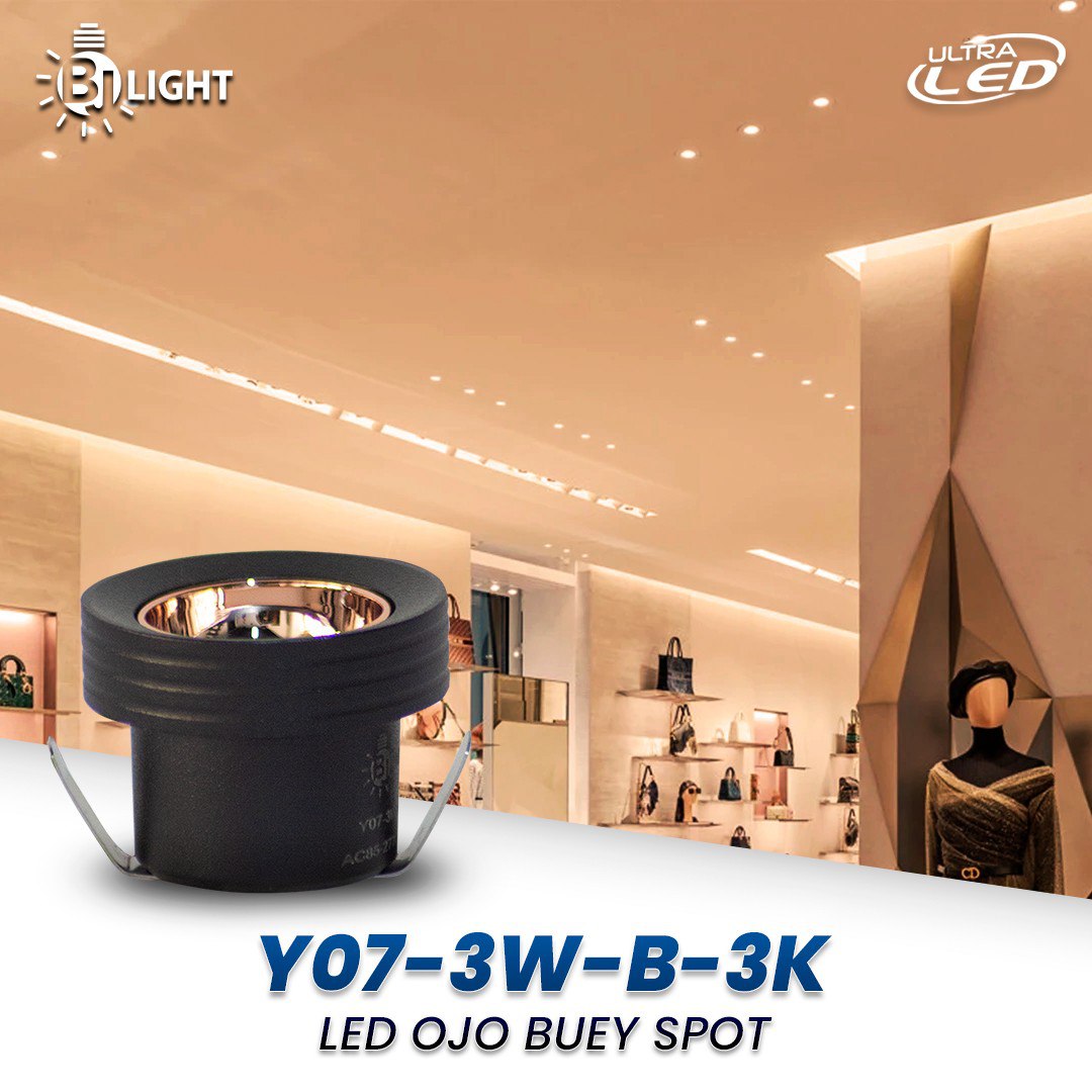 LED OJO DE BUEY SPOT 3W LUZ CALIDA (3000K) MODELO Y07-3W-B-3K