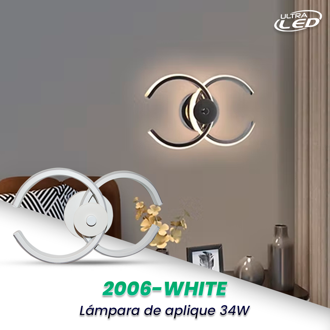 LAMPARA APLIQUE DECORATIVA 34W CARCASA BLANCA MODELO 2006
