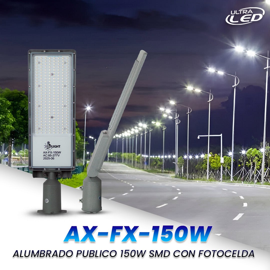 ALUMBRADO PUBLICO LED 150W SMD CON FOTOCELDA LUZ BLANCA  MODELO AX-FX-150W