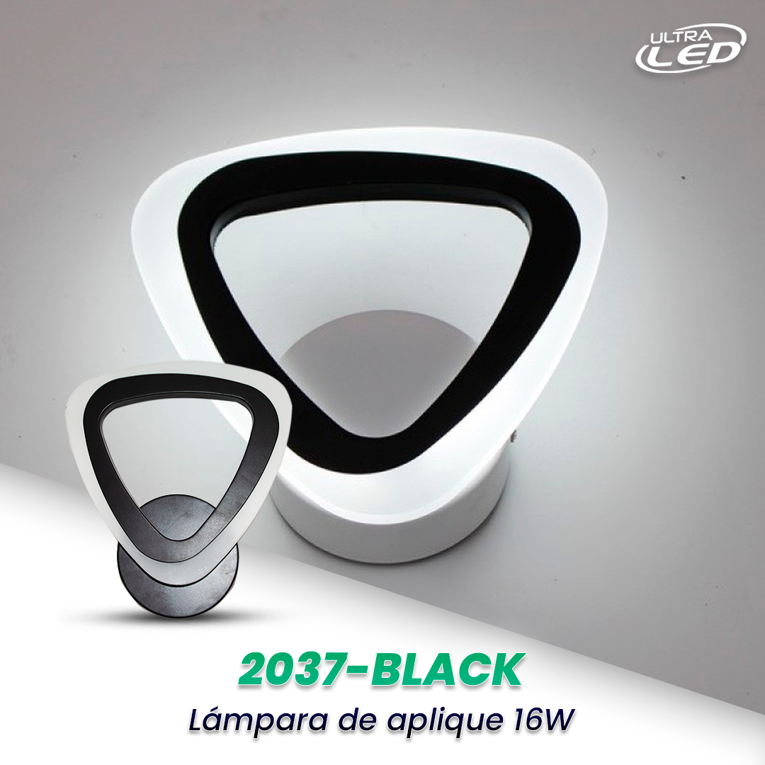 LAMPARA APLIQUE DECORATIVA 16W CARCASA NEGRA MODELO 2037
